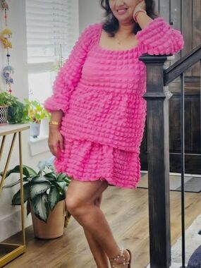 Simply Southern  Pink Textured Midi Dress
